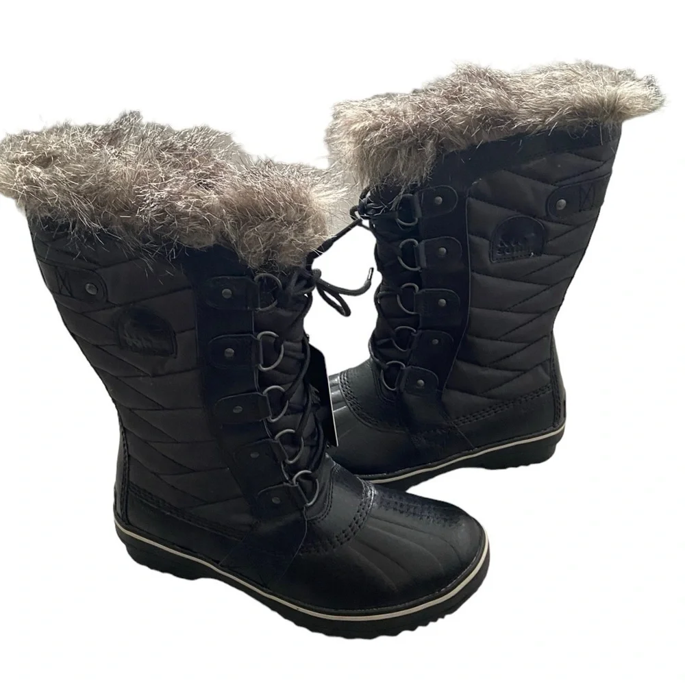 NWT Sorel Tofino II Faux Fur Lined Waterproof Boot Black